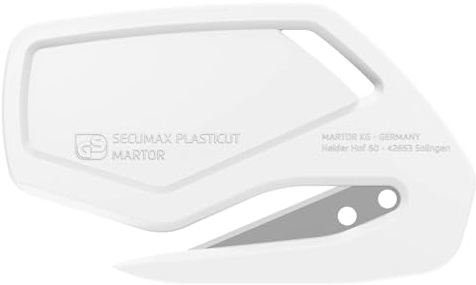MARTOR 100x SECUMAX PLASTICUT Sicherheitsmesser, verdeckte Klinge, breit | Cuttermesser, Einwegmesser, Öse, breit, spitze Nase, Folie & Klebeband, Rechts- & Linkshänder, Logistik, No. 46922.16