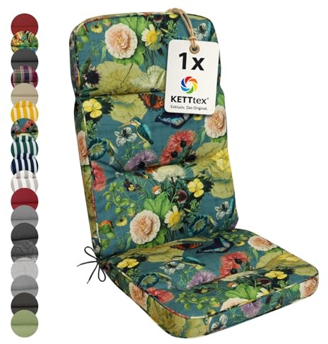 KETTtex EXKLUSIV Auflage Hochlehner Butterfly I Gartenstuhl Polster 123x50x9cm I hochwertige und Pflegeleichte Sesselauflage I Wetter- und formbeständige Stuhlauflage I KTH3 Sitzauflage