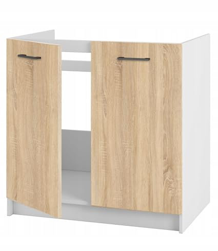 Küchenunterschrank 80 cm breit – Praktischer Schrank mit Doppeltüren - Möbelplatte 16 mm - einfacher Montage - vielseitig kombinierbar für maßgeschneiderte Küchenlösungen (Sonoma Eiche)