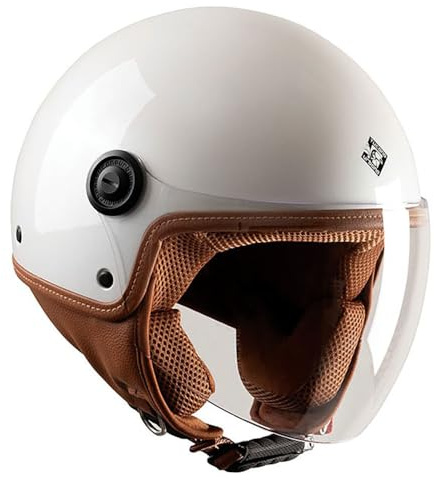 Tucano Urbano casco demi jet unisex EL'JETTIN 6.0. Casco moto in policarbonato, casco scooter small fit. Calotta XS-M ed L-XXL. Casco estate inverno. Casco omologato ECE 22.06 Bianco perla Tg. S