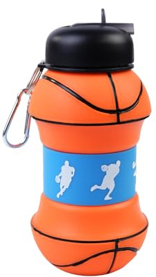 Laroal Botella de Agua Deportiva Plegable con Forma de Baloncesto, 550 ml, Material: Polipropileno, Ideal para Actividades Deportivas, Viajes y Ejercicio