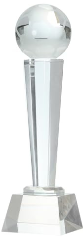 sourcing map Trophée en verre de cristal avec boîte, 22,9 x 7,1 cm, ballon de football pour décoration de table, tournois, compétitions sportives, presse-papier, transparent