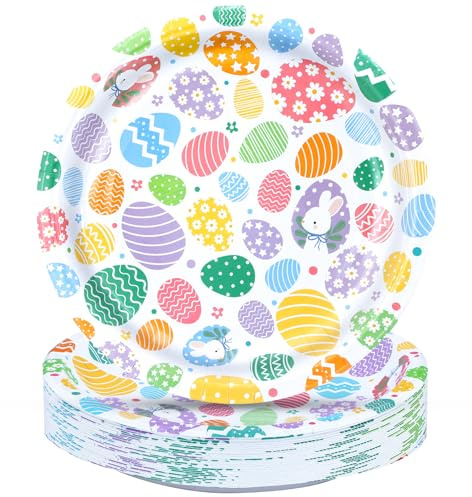 BFB Pappteller Set 18cm Party Dessertteller 50 Stück Ostereier Papierteller Partygeschirr Osterdeko Tischdeko für Ostern