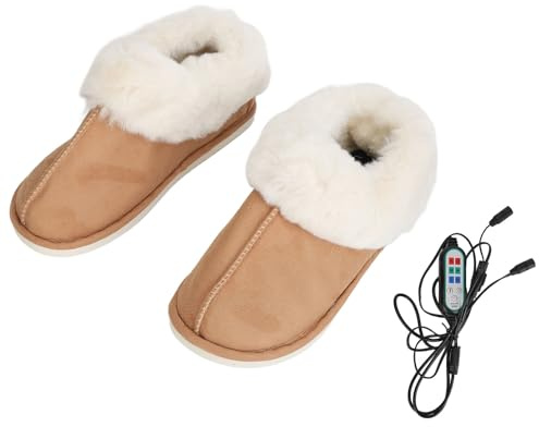 Nutriess Pantoufles Chauffantes USB 1 Paire 3 Niveaux de Température Réglable Chauffage des Pieds Chaussures Chaudes Coussin Chauffant en Coton Doux Antidérapant Semelle