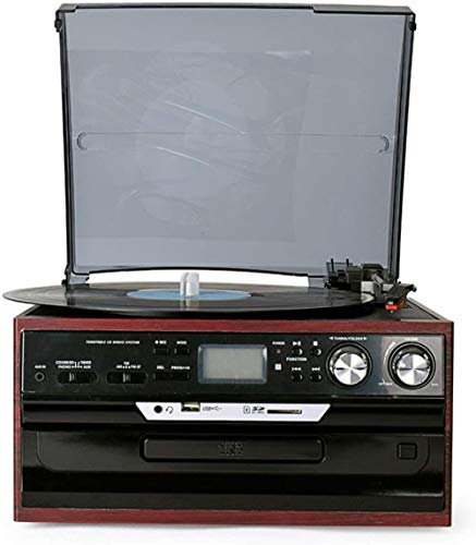Aioneer Lettore di Vinile, Modelli di Macchine Multifunzione per Dischi in Vinile, Moderno Europeo Cdfm Radio U Disk SD Card Lp Retro Sound Giradischi Vecchio Stile Grammofono