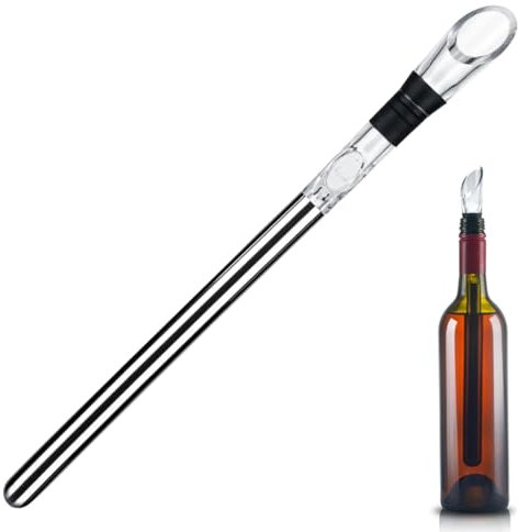 Bastoncino refrigerante per vino con versatore, bastoncino refrigerante per vino in acciaio inox con versatore, bastoncino refrigerante per vino, set refrigerante per vino bianco e rosso, multicolore