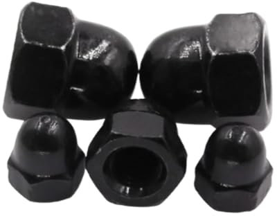 FRAOMHFW M3 M4 M5 M6 M8 M10- M24 Edelstahl Messing Schwarz Kohlenstoffstahl Hutmutter Sechskantmutter mit metrischem Gewinde(Black Steel,M6-5PCS)