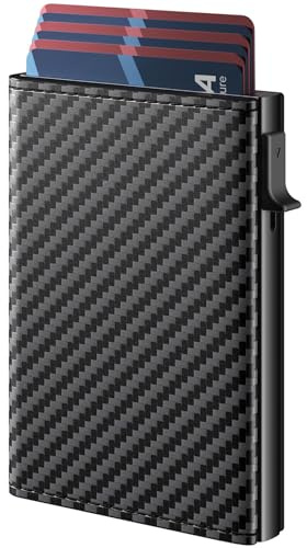Porte Carte bancaire Portefeuilles et Porte-Cartes, Porte Cartes RFID Blocage, Porte-Cartes de crédit Pop-up en Aluminium, Portefeuille Mince pour Hommes avec Compartiment pour Billets