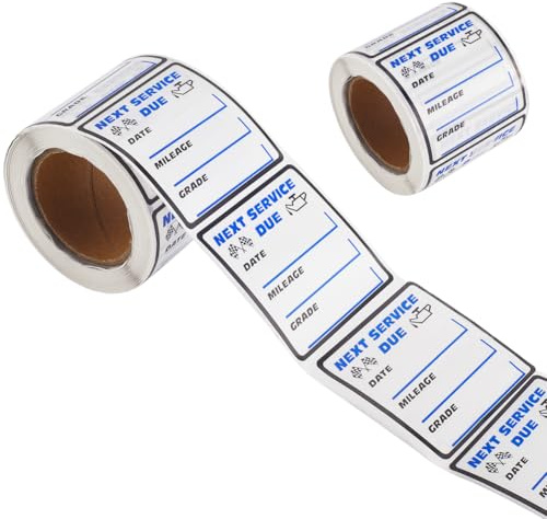 GORGECRAFT 250 piezas de pegatinas de cambio de aceite transparentes de 5x5cm de PET, adhesivas, extraíbles, para mantenimiento de automóviles, etiquetas de parabrisas, regalos