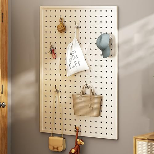 Lochwand Stecktafel Wand Organizer Metallregal, Metall-Stecktafel-Wand-Organizer, Kombinations-Wand-Organizer-Set, für Zuhause, Büro, Werkbank(White,100 * 80cm)