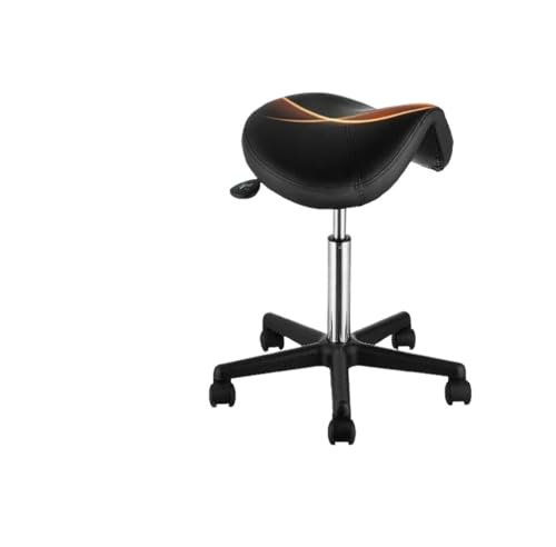BOJHGO Rollhocker Ergonomischer Sattelhocker mit 5 Lenkrollen, drehbar 20,1–28 Zoll, höhenverstellbarer runder Hocker for Bar, Salon, Büro