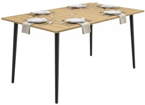 Outsunny Garden Dining Table, Outdoor with 5 cm Parasol Hole, Brown