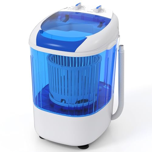 Giantex Portable Mini Washing Machine, 5.5 lbs Capacity Small Compact Laundry Washer with Spin Tub & Drain Hose, Semi-automatic Washer Machine for Apartment Dorms RV Home (Blue)