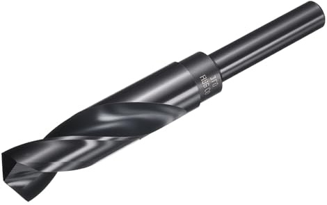 sourcing map 23mm Drill Bit 1/2 Reduced Shank 3-Flat M2 High-Speed Steel Twist Nitriding Black 135° Bits for Hard Metal Stainless Steel,1pcs
