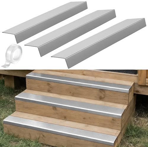 36 x 3 Inch Long Aluminum Edge Protector, 3 Pack 1'' x 3'' x 12'' Each Pre Cut Stair Nosing Trim for Stairs, Narrow Window Sill, Kitchen Counter with Nano Grip Tape, Easy Peel & Stick(Smooth,Silver)