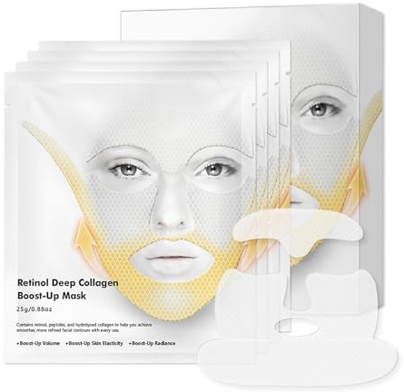 4 stycken fläktar och lyfter ansiktsmask, retinol-spänningsmask, för ett fastare ansikte och nacke, 3d ansiktslyftband för V-Line