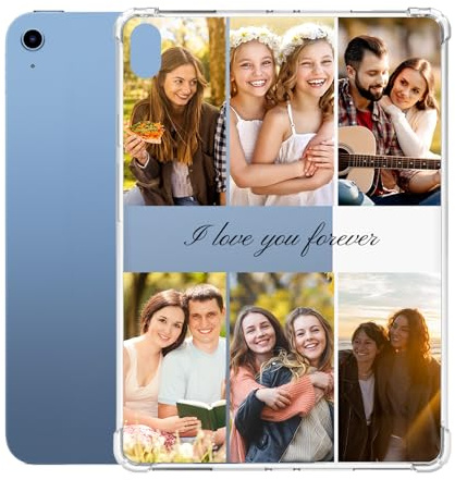 Personalisierte Hülle, kompatibel mit iPad 10 Generation 2022, 27,7 cm (11 Zoll), individuelles Collage, Foto, Bild, leicht, TPU, transparent, weich, Tablet-Schutzhülle, schlankes Design, Geschenk für