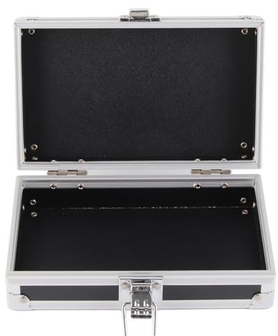Asixxsix CAJA DE TRANSPORTE DE ALUMINIO, 7.1 X 4.3 X 2.3in Correa DE Metal DE Refuerzo Kit DE Tatuaje, Gran Espacio Cáras Herramientas Micrófono DE Almacenamiento