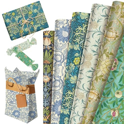 12 fogli carta regalo william morris motivo floreale verde carta decorativa | 12 fogli carta regalo william morris motivo floreale verde carta decorativa per diy lavoretti creativi regali