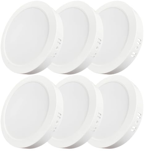 LUXULA 6 Stück LED Aufbauspot flach Weiß rund Ø109x28mm, 6W 600lm, IP44 | IP44 Aufputz Spot, CCT 3000K 4000K 6000K einstellbar, Deckenlampe Aufbauleuchte für Bad, Küche, Flur und Wohnzimmer