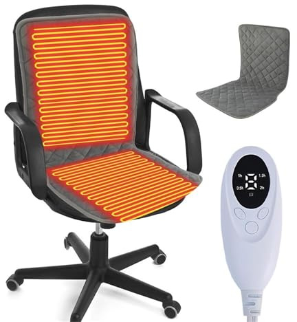 Cojín Calefactable For Silla Con 9 Niveles De Temperatura, Funda Calefactable Con USB CA/CC, Amplia Zona De Calentamiento Antideslizante For Espalda, Lumbar, Cadera Y Muslos