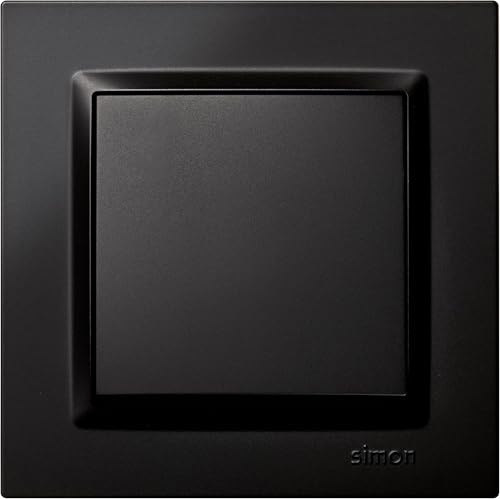 SIMON - Interruptor Conmutador Cruzamiento, Serie Simon 10, 230V, Interruptor de Pared Interior, Fácil de Instalar, Incluye Marco, Tapa y Mecanismo, Color Negro (Paquete de 5)