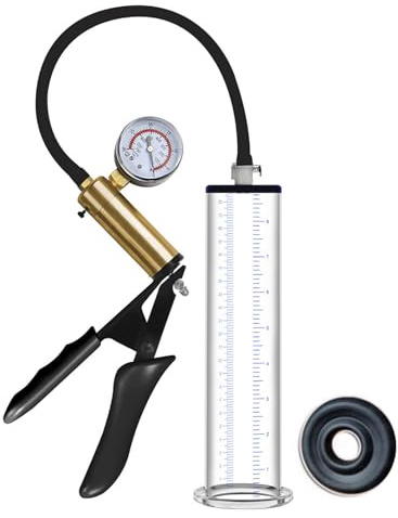 Pompe à pénis manuelle avec poignée et manomètre, sextoys pour pénis - Pompes et agrandisseurs avec cylindre gradué, manchon étanche pour l'agrandissement du pénis chez les hommes (2in)
