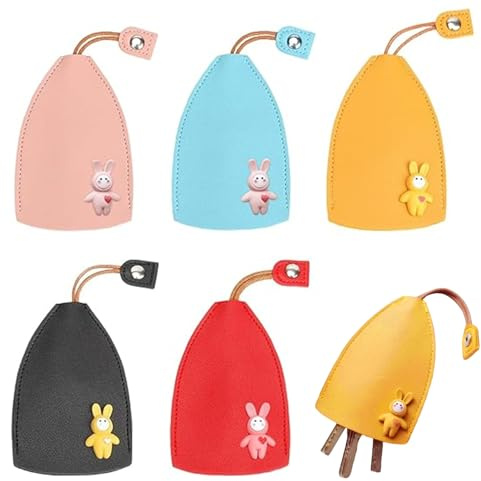 Solvind 5 Pcs Pull-Out Key Case, Cute Creative PU Leather Key Holder, Unisex Key Organizer for Men & Women, Perfect Party Gift & New Car Gift