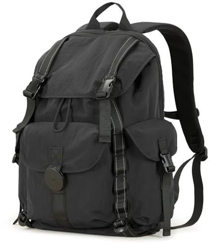mixi 18 Inch Carry On Travel Backpack for Women Men,Flight Approved Cabin Backpack 22L,Water resistant Backpack Fits 16 Inch Laptop,Lightweight Hiking & Business Daypack with Chest Strap,Black