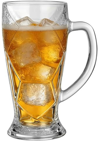 SHINEOFI 600ml Multi-Function Beer Mug Glass for Beer Festival Party and Soccer Party Decor, Large Capacity Handheld Drinking Glass with Stylish Design for Holding Cold Drinks