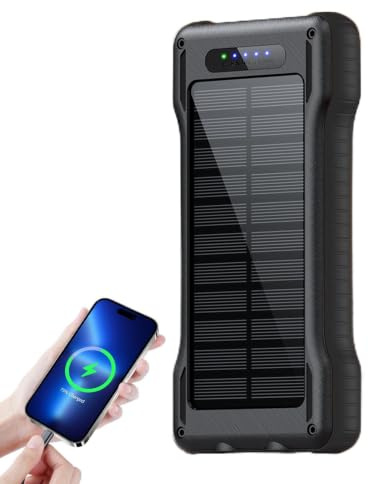 Power Bank Solare 10000mAh Power Bank Impermeabile Esterno | Caricabatterie da viaggio per cellulare Per Uomo Campeggiatori Escursionisti Viaggiatori Campeggio Trekking Zaino Viaggio