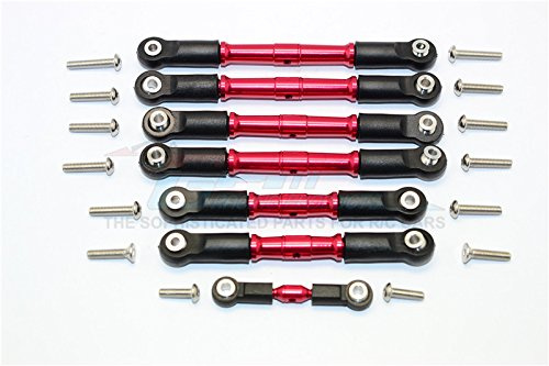 GPM For Traxxas Slash 4X4 & Telluride 4X4 Upgrade Parts Aluminium Completed Turnbuckles With Plastic Ball Ends - 7Pcs Set Red