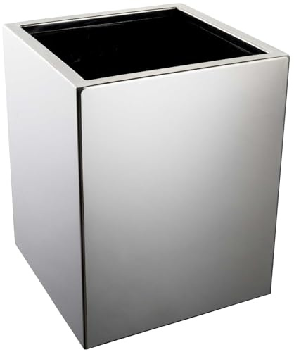 VIVANNO Acento Cubico Pflanzkübel Blumenkübel Edelstahl 20 cm Poliert | Hochglänzender Blumentopf aus 1 mm starkem Edelstahl, für Innen & Außen, stilvoller Pflanztopf mit 20x16x16 cm Maßen