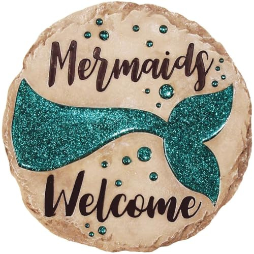 Spoontiques – Garten-Dekor – „Mermaids Welcome “-Trittstein – dekorativer Stein für den Garten