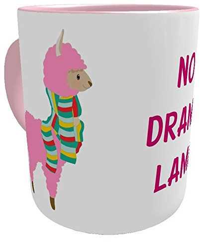 Rosa Kaffeetasse No Drama-Lama Henkeltasse, Kaffeebecher, Fröhliche Two-Tone-Tasse mit rosa Henkel und Innenleben, Sprüchetasse mit 2 lustigen Lamas, Bürotasse, NO DRAMA LLAMA