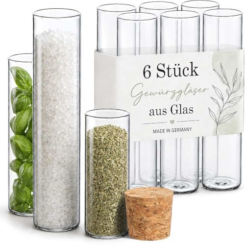 Tuuters Gewürzgläser mit Korken (70 x Ø30 mm), kleine Glasfläschchen | Reagenzgläser mit Flachboden, 35 ml, 30 mm Durchmesser – ideal als Gastgeschenk zur Hochzeit, für Kräuter oder Badesalz