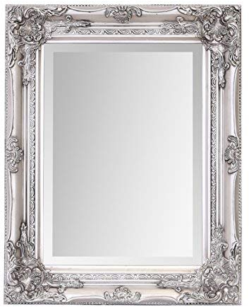 Select Mirrors Rhone Mirror - French Vintage, Antique Baroque Style - 42cm x 53cm (Antique Silver)