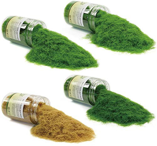 Evemodel 4 Flaschen*300ml 8mm Streugras Wiese Static Grass Powder Modellbahn Layout Modellbau Grass streumaterial Gebäude Zubehör