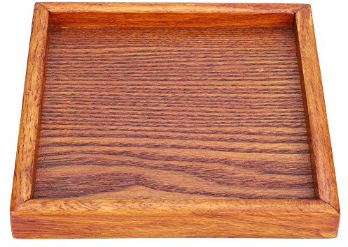 TOPINCN Tee-Tablett,Serviertablett Hölzern tragbar Tablett Quadratische Form Massivholz Tee Kaffee Snack Essen Speiseteller Serviermatten(18 * 18 * 2)