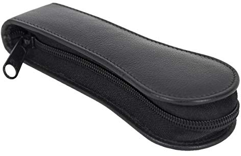 LEAS Uhrenetui für 1 Uhr mit Reißverschluss aus feinstem Rind Leder 15x6x2,5cm (BxHxT) (schwarz)