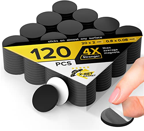Magnetische Punkte 120 Stück – selbstklebende Magnetpunkte (0,8 x 0,8 Zoll) – magnetische Kreise zum Abziehen und Aufkleben – industrielle flexible Klebemagnete – Bögen sind eine Alternative, Aufklebe