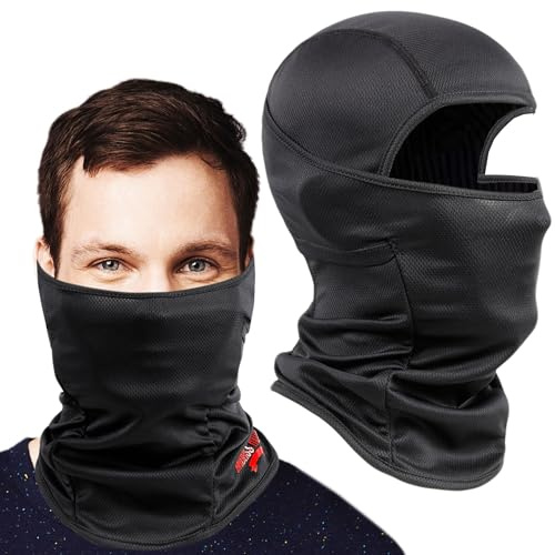 Badass Moto Motorcycle Balaclava Face Mask Men, Black Ski Mask for Men, Motorbike Mask, Neck Gaiter, Full Face Mask Protects from Dust, Sun, Wind, Breathable Motorcycle Riding Gear Fits Under Helmet