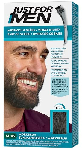 Just for Men couleur moustache et barbe brun foncé, élimine les cheveux gris pour un look plus épais et plus plein - M45.