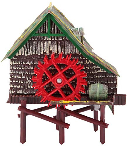 Resin Safe and durable Aquarium Big Water Wheel Landscaping, Rotatable Waterwheel Windmill Aquarium, for fish tank Household Office aquarium(Big waterwheel)
