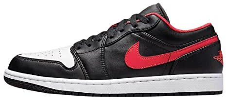 Nike Herren Air Jordan 1 Basso Gymnastikschuhe, Nero Rosso Fuoco Bianco, 45 EU