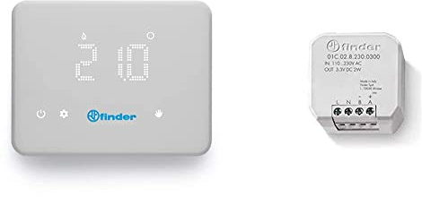 Finder BLISS - Cronotermostato Wi-fi digitale Tipo 1C.9, Funzione estate/inverno, Bianco & ALIMENTATORE PER CRONOTERMOSTATO BLISS WIFI 01C.02.8.230.0300 01C0282300300