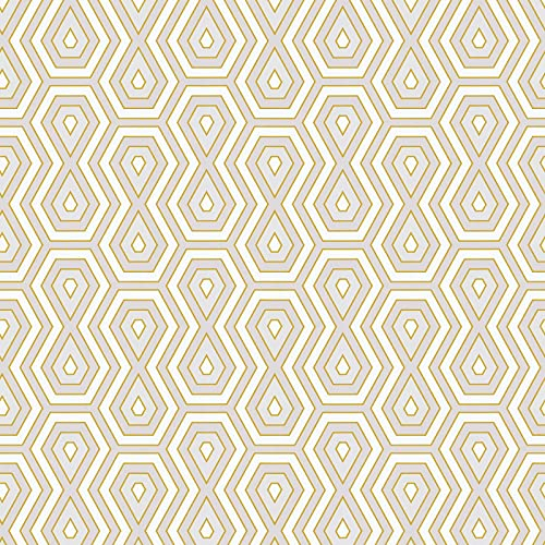 BRICOFLOR Retro-Tapete | Retro Tapete weiß grau gold | Futuristische Vliestapete geometrische Muster | Wohnzimmer und Schlafzimmer Mustertapete im 70er Jahre Stil