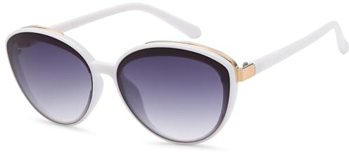 styleBREAKER Damen Sonnenbrille Oval Metall Detail, Weiß/Grau