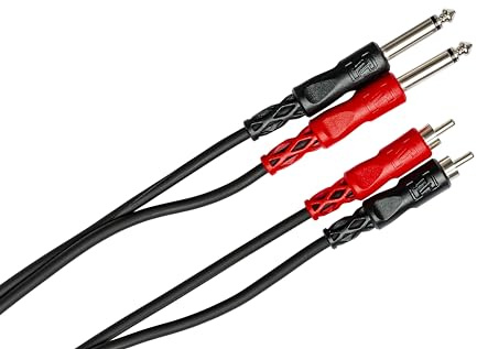Hosa CPR-202, standard Audiokabel, Dual 1/4 Zoll TS auf Dual RCA, 2m Länge