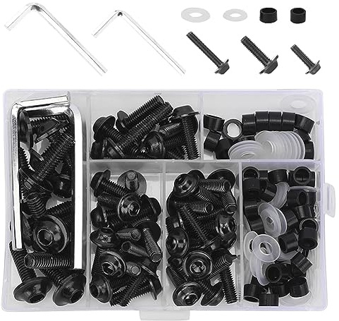 158Pz Kit di Bulloni per Carenatura Universale per Motocicletta, Viti per Parabrezza per Motociclette Bulloni per Carenatura in Alluminio Kit di Clip per Dadi(Nero)